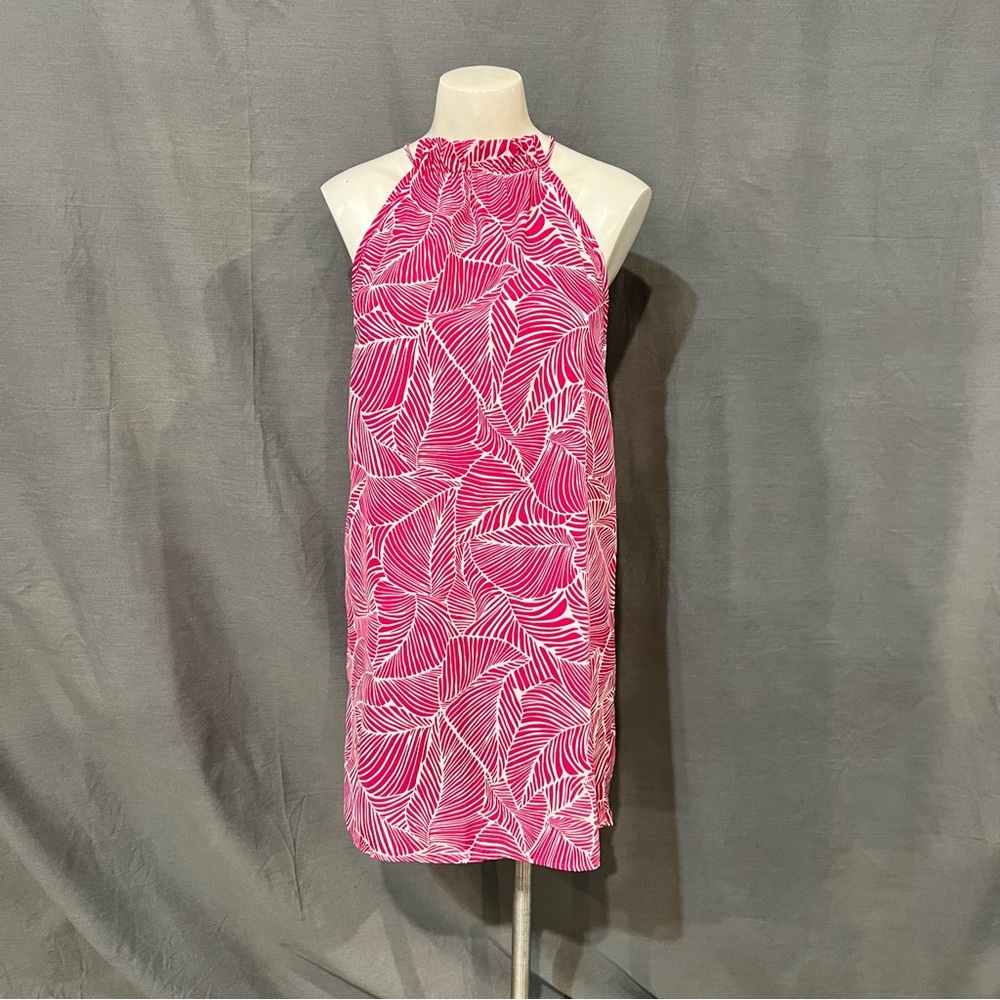 Envy Pink Tropical Leaf Mini Dress